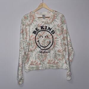 Be Kind smiley face tie dyed long sleeve sweatshirt women’s size XL